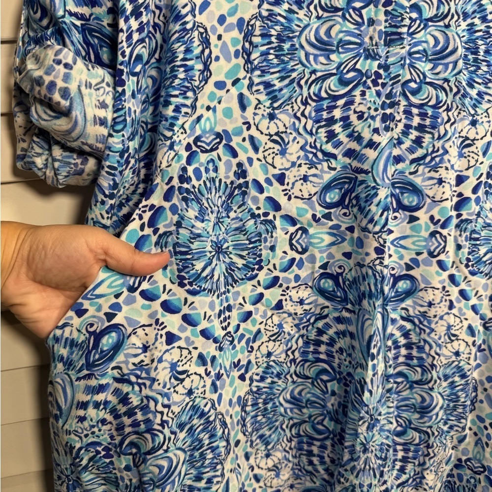 Lilly Pulitzer Women’s Lillith Tunic Blue White Dress “Call My Shell Phone” Med - Picture 4 of 9